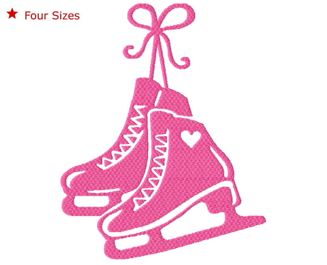Ice Skates Machine Embroidery Design, Four Sizes Included, Instant