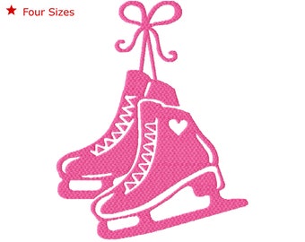 Ice Skates Machine Embroidery Design, Four Sizes Included, Instant Download. Pretty Winter Design!