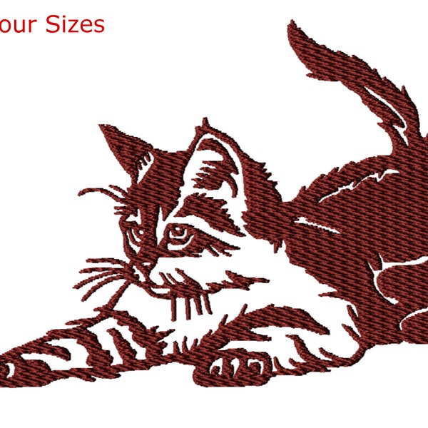 Play Kitten Machine Embroidery Design, Four Sizes Included, Instant Download