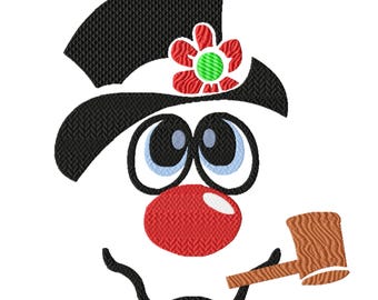 Snowman Machine Embroidery Design, Seven  Sizes Included, Instant Download. Dst, Exp, Hus, Jef, Pec, Pes, Phc, Vp3 and Xxx