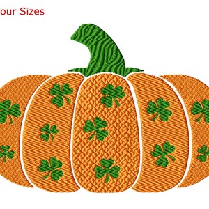 Shamrock Pumpkin Machine Embroidery Design, Four Sizes Included, Instant Download