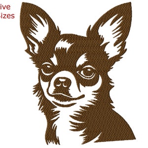Chihuahua Machine Embroidery Design, Five Sizes Included, Instant Download.