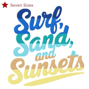 Surf Sand Fade Machine Embroidery Design, Seven Sizes Included, Instant ...