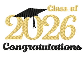 2026 Graduation Machine Embroidery Design, Seven Sizes Included, Instant Download.