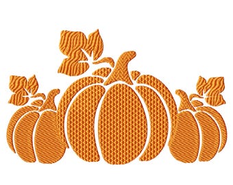 Simple Three Pumpkin Machine Embroidery Design, Nine Sizes Included, Instant Download.  No Color Change, Easy!