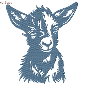 Goat Kid Machine Embroidery Design, Five Sizes Included, Instant Download.