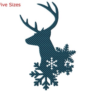 Reindeer Snow Machine Embroidery Design, Five Sizes Included, Instant Download, Pick Your Color!