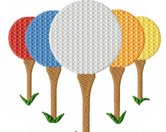 Golf Balls Colored or White Machine Embroidery Design, Eight Sizes Included, Instant Download.