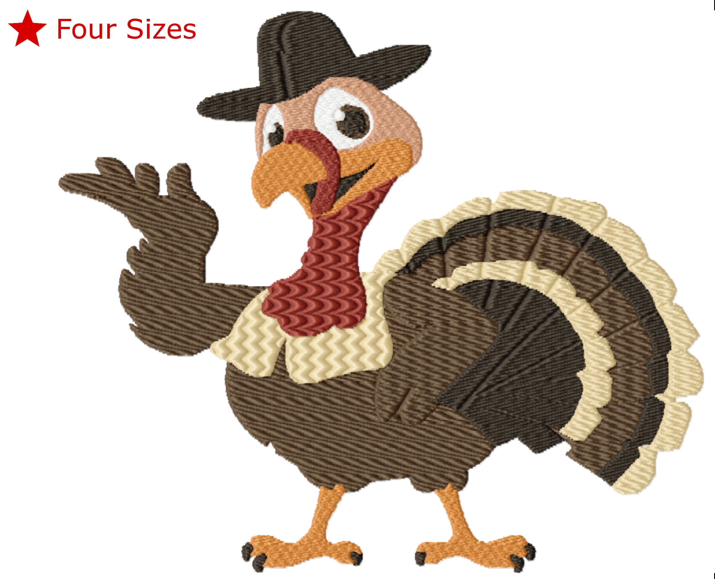 Turkey Server Machine Embroidery Design, Four Sizes Included, Instant ...