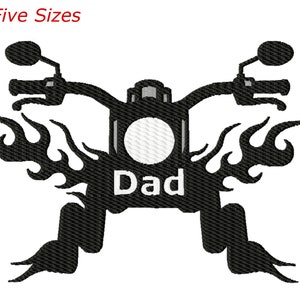 Motorcycle Dad Machine Embroidery Design, Five Sizes Included, Instant Download