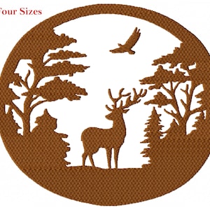 Deer Circle Machine Embroidery Design, Four Sizes Included, Instant Download, Pick Your Color!