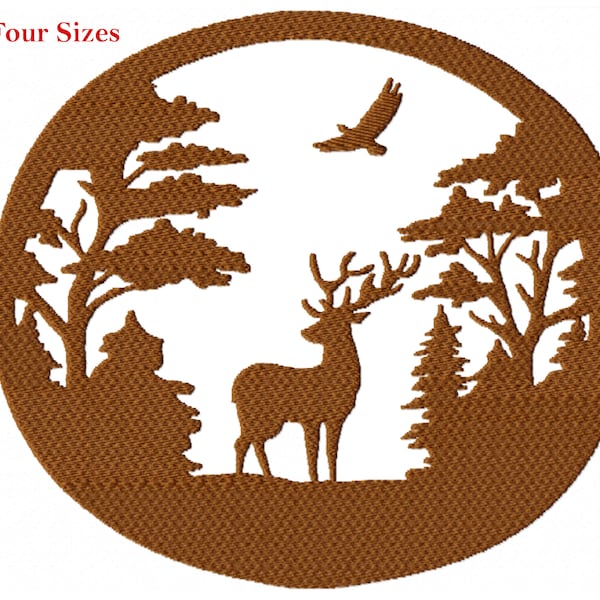 Deer Circle Machine Embroidery Design, Four Sizes Included, Instant Download, Pick Your Color!