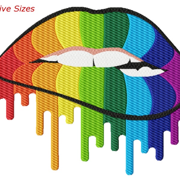 Pride Lips Machine Embroidery Design, cinq tailles incluses, téléchargement immédiat