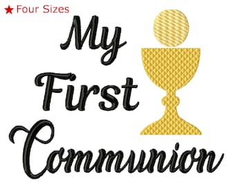 My First Communion Machine Embroidery Design, Four Sizes Included, Instant Download