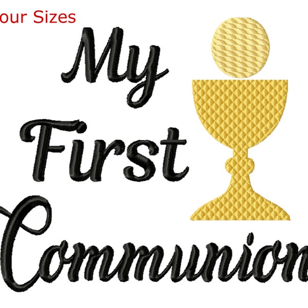 My First Communion Machine Embroidery Design, Four Sizes Included, Instant Download