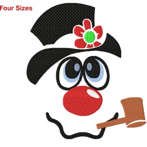 Snowman Machine Embroidery Design, Four Sizes Included, Instant Download