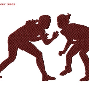 Girl Wrestlers Machine Embroidery Design, Four Sizes Included, Instant Download