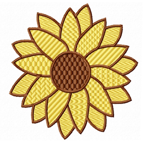 Single Sunflower Machine Embroidery Design.