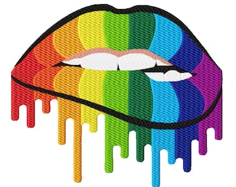 Pride Lips Machine Embroidery Design, Eight Sizes Included, Instant Download.