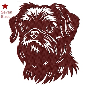 Brussels Griffon Dog Machine Embroidery Design, Seven Sizes Included, Instant Download.