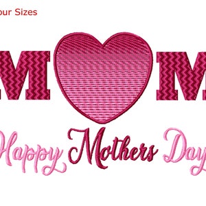 Heart Mom Machine Embroidery Design, Four Sizes Included, Instant Download