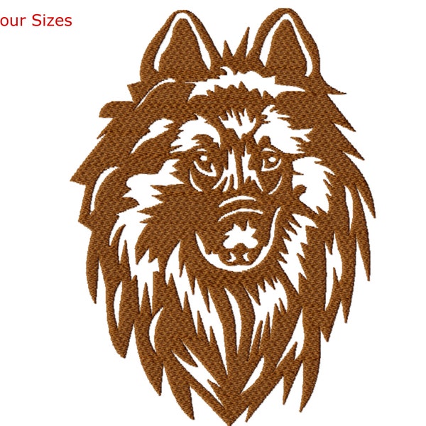 Belgian Tervuren Dog Machine Embroidery Design, Four Sizes Included, Instant Download