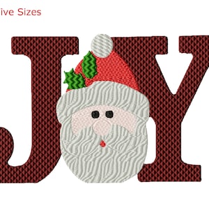 Joy Santa Machine Embroidery Design, Five Sizes Included, Instant Download