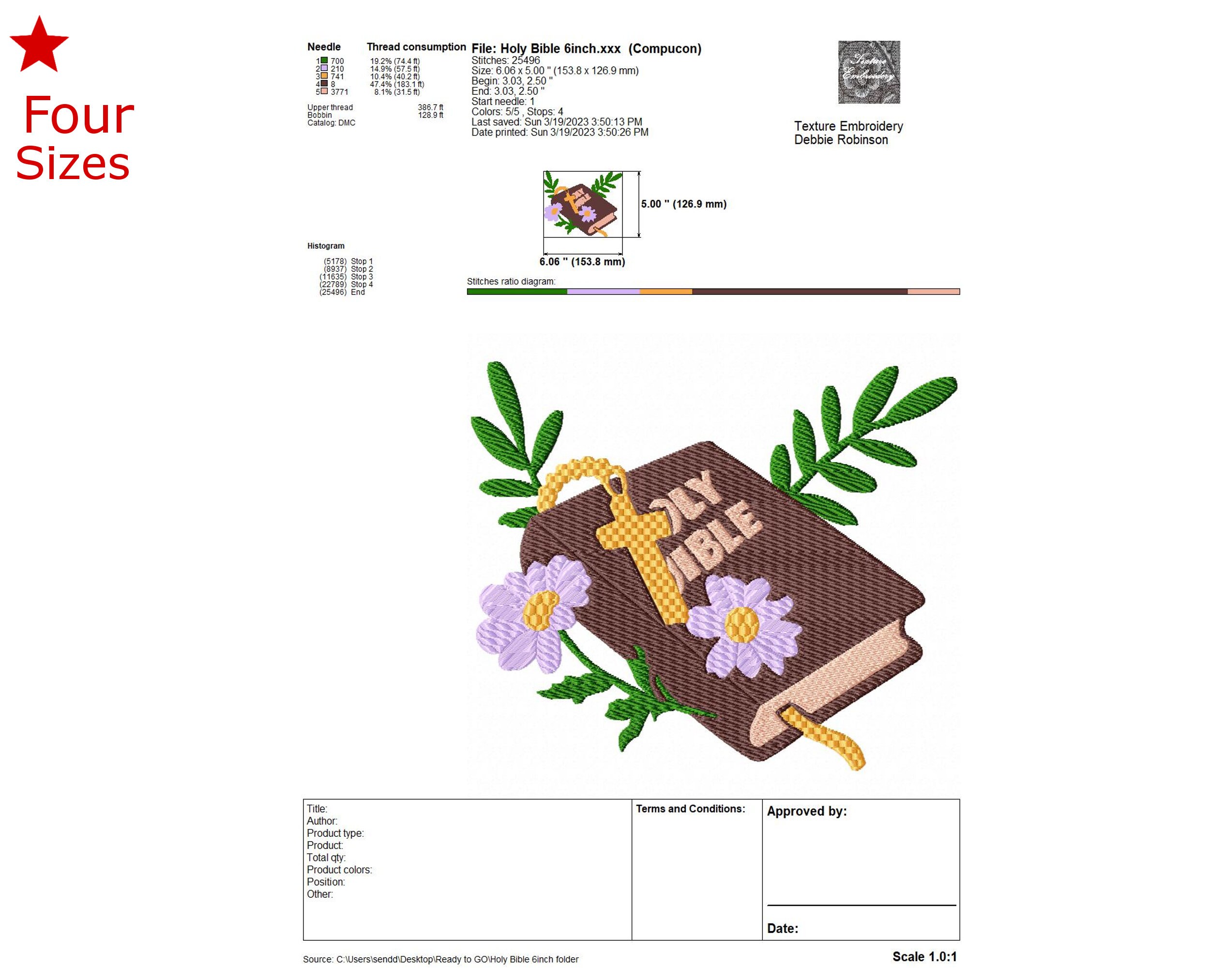 Holy Bible Machine Embroidery Design, Four Sizes Included, Instant ...