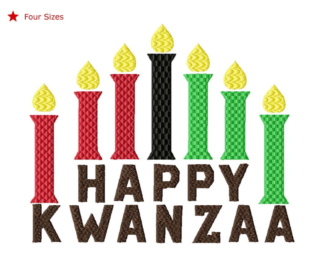 Happy Kwanzaa Machine Embroidery Design, Four Sizes Included, Instant