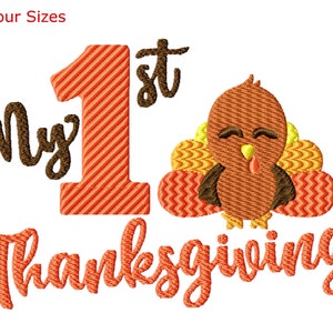 First Thanksgiving Machine Embroidery Design, Four Sizes Included, Instant Download