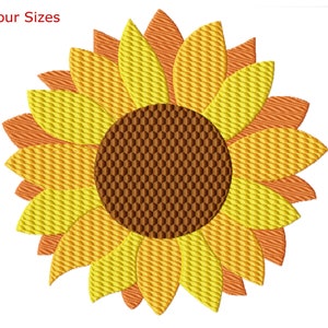 Sunflower Machine Embroidery Design, Four Sizes Included, Instant Download