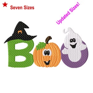 Boo Machine Embroidery Design, Seven Sizes Included, Instant download