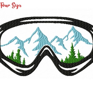 Ski Goggles Machine Embroidery Design, Four Sizes Included, Instant Download