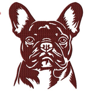 Motif de broderie Machine Portrait bouledogue français, cinq tailles incluses, téléchargement immédiat
