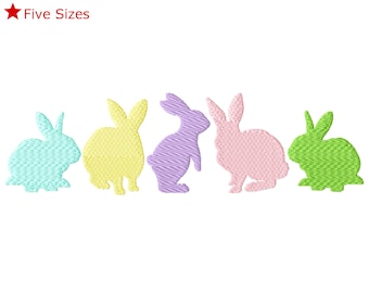 Little Bunny Border Stickdatei, Maschinenstickerei, fünf Größen inklusive, Instant Download.