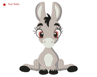 Donkey Machine Embroidery Design, Four Sizes Included