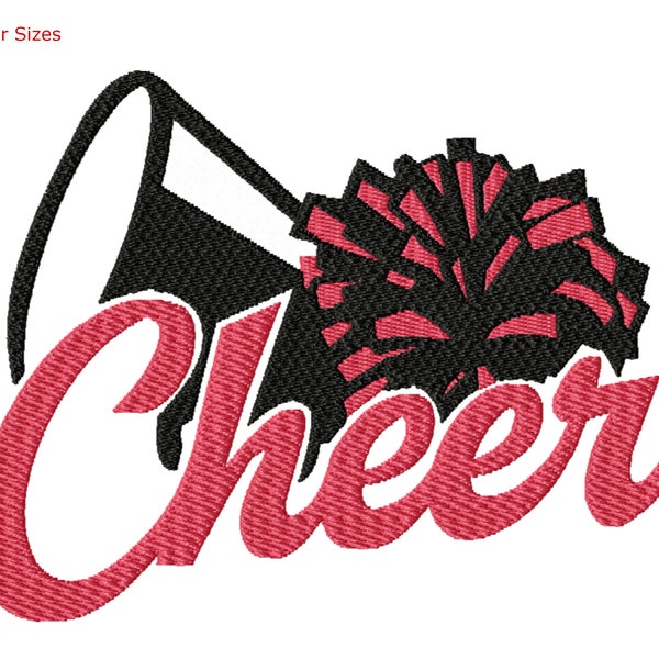 Cheer Pom Machine Embroidery Design, Four Sizes Included, Use Your Team Colors! Instant Download