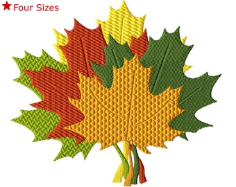 Leaf Pile Machine Embroidery Design, Four Sizes Included, Instant Download