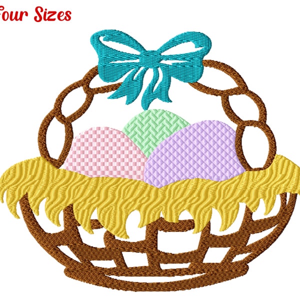 Egg Basket Machine Embroidery Design, Four Sizes Included, Instant Download