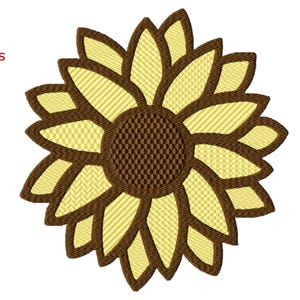 Sunflower Cutout Machine Embroidery Design, Five sizes Included, Instant Download.