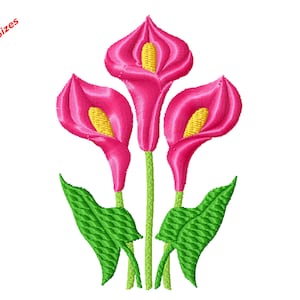 Desenho de bordado de máquina de flores simples, dois tamanhos