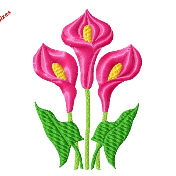 Single Flowers Machine Embroidery Design, Two Sizes