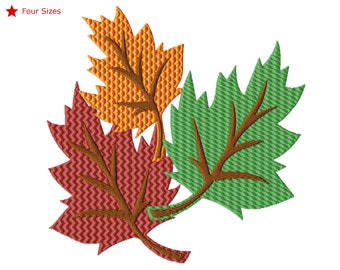 Fall Leaves Machine Embroidery Design, Four Sizes Included