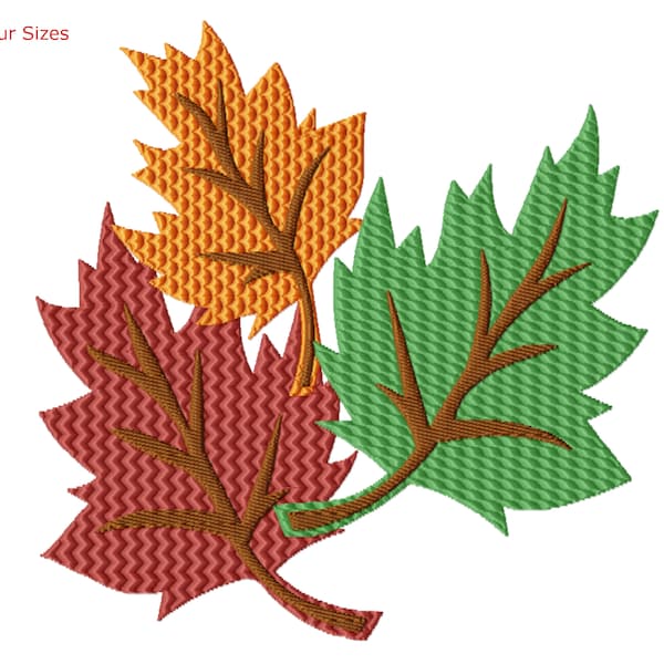 Fall Leaves Machine Embroidery Design, Four Sizes Included