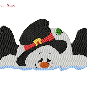 Melting Snowman Machine Embroidery Design, Four Sizes Included, Instant Download