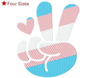 Transgender Peace Machine Embroidery Design, Four Sizes Included, Instant Download