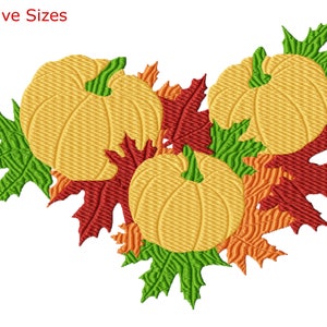 Three Pumpkin Machine Embroidery Design, Five Sizes Included, Instant Download