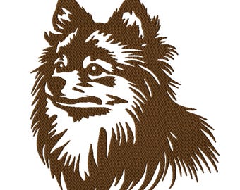Pomeranian Machine Embroidery Design, Seven Sizes Included, Instant Download.