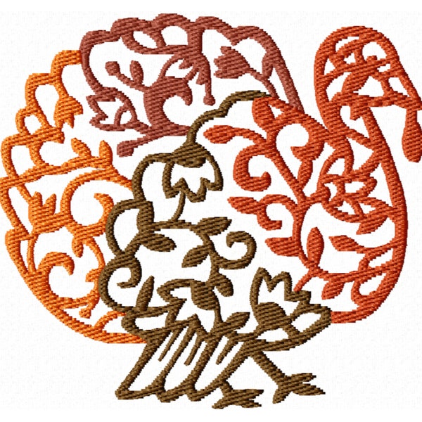 Turkey Lace Machine Embroidery Design, Four Sizes Included, Instant Download