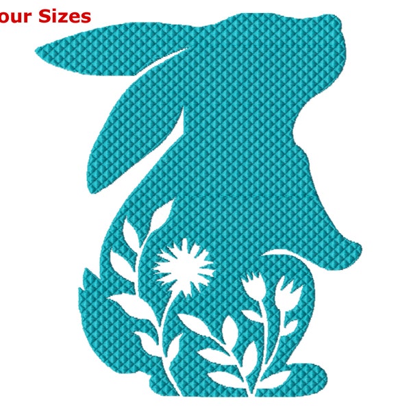 Spring Rabbit Machine Embroidery, Four Sizes Included, Instant Download